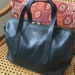 Fossil Sydney Satchel Heritage Blue